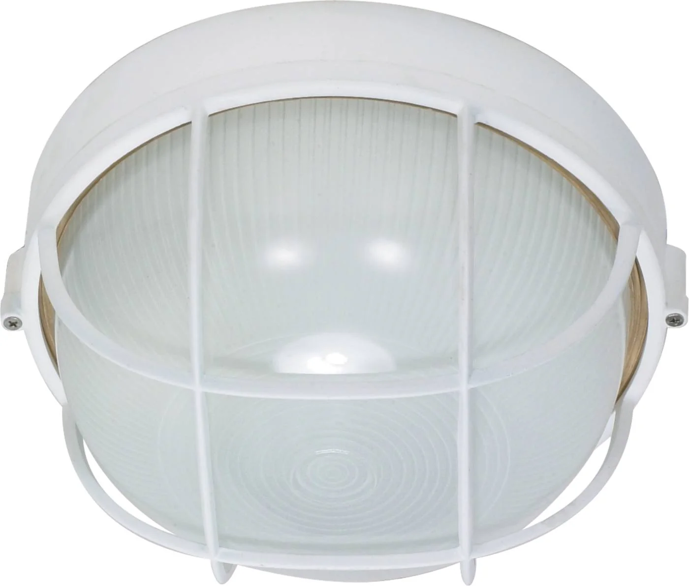 10 in.; Round Cage Bulk Head; Die Cast Bulk Head; Semi Gloss White Finish