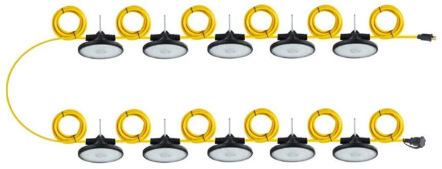 100 FT LED Temporary Work Light String - 130W - 5000K - 16,000 Lumens - 120V