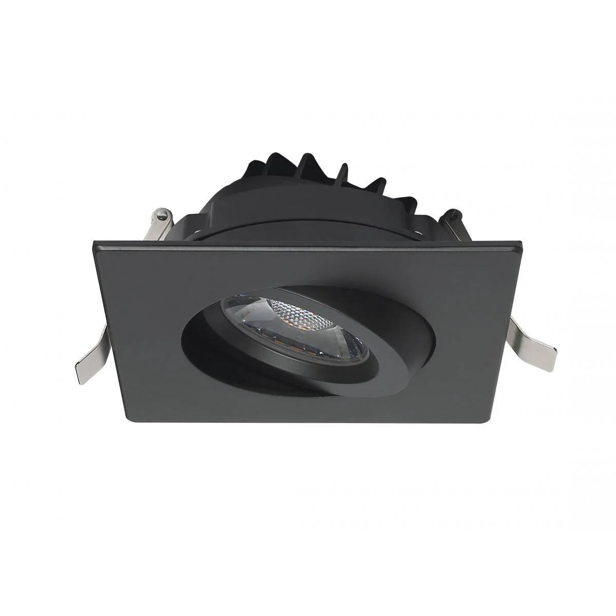 12 watt LED Direct Wire Downlight; Gimbaled; 4 inch; 3000K; 120 volt; Dimmable; Square; Remote Driver; Black - Image 2