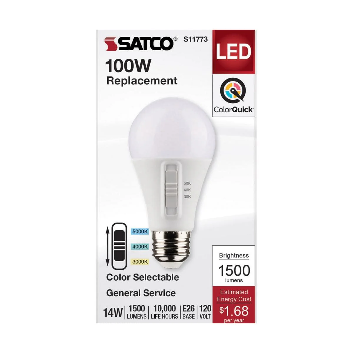 14 Watt LED A19; CCT Selectable; White Finish; 90 CRI - Image 4
