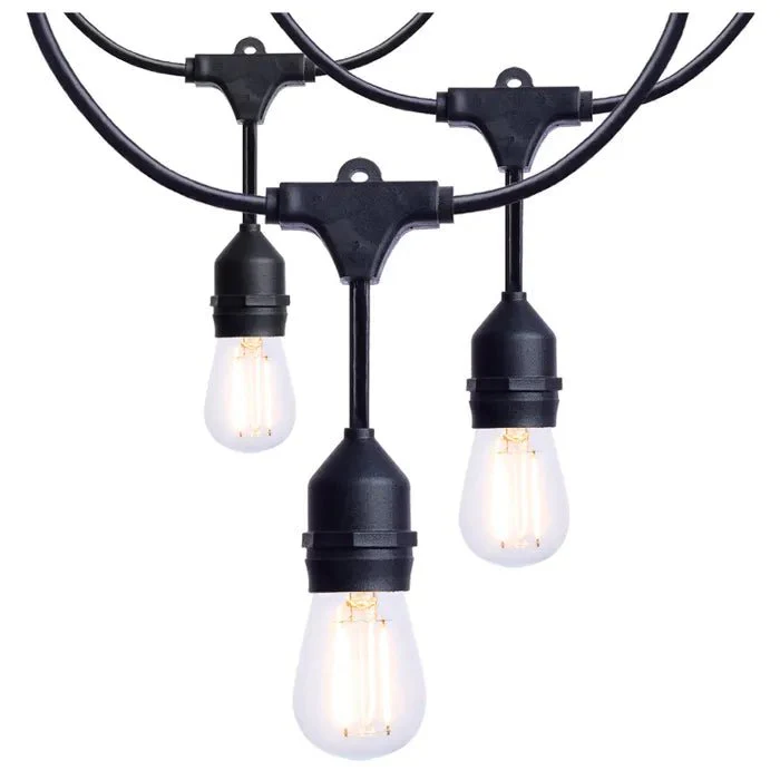 24 Foot LED String Light; 12-S14 Lamps; 2700K; Black; 120 Volt