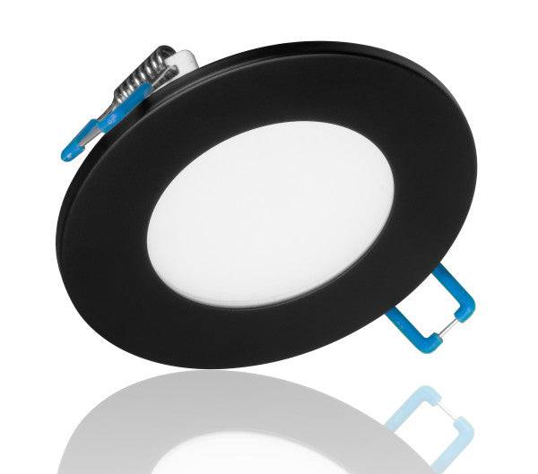 3 in. Round Black Flat Panel LED Downlight in 2700K