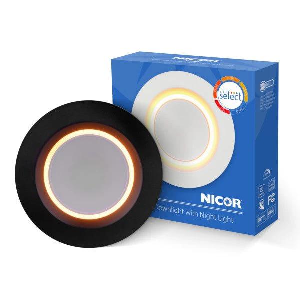 4" Black Selectable LED Downlight Retrofit with Night Light Feature