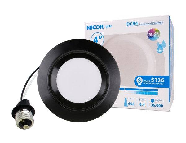 4 in. LED Recessed Downlight Retrofit Light Fixture in Black, 2700K