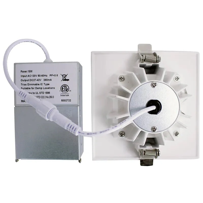 4" White Square LED Canless Light, 15W, 2700K/3000K/3500K/4000K/5000K - Image 3