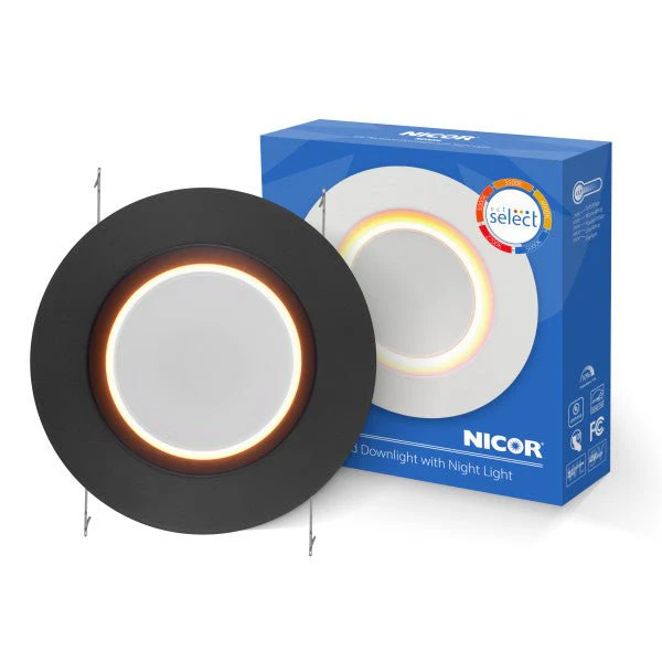 5"/6" Black Baffle Selectable LED Downlight Retrofit with Night Light Feature