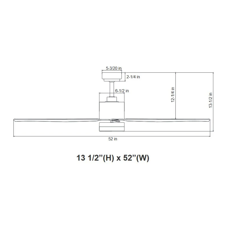 52" Black 4-Blade Ceiling Fan & Down Light, 19W, 3000K with Wall Control - Image 2
