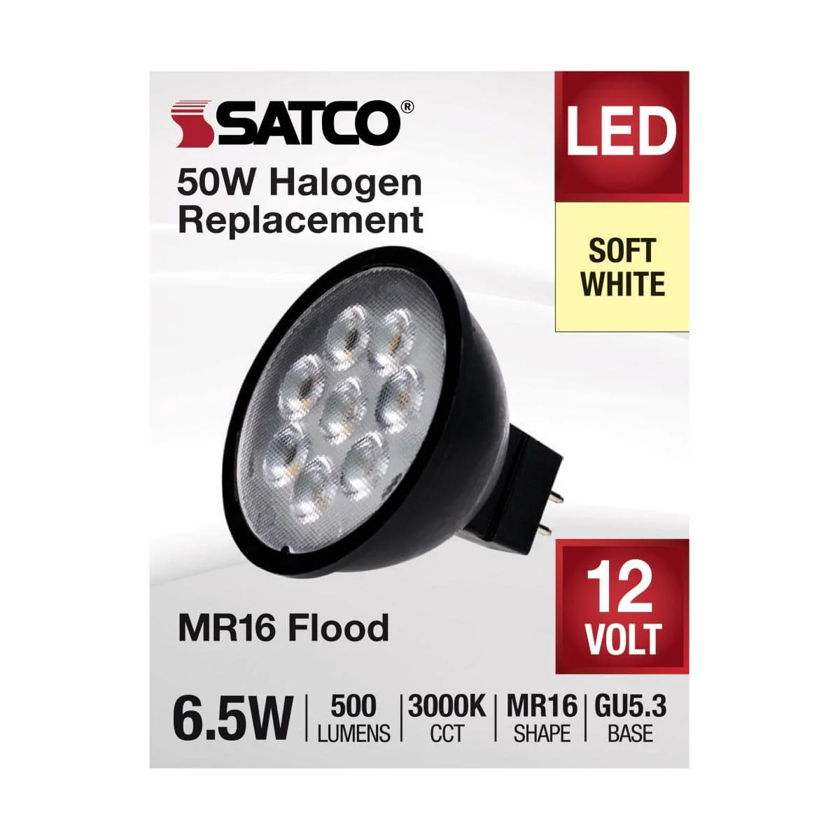 6.5 Watt MR16 LED; Black Finish; 3000K; GU5.3 Base; 500 Lumens - Image 2