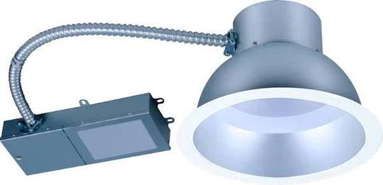 6-in LED Commercial Downlight Retrofit 2300lm 27W 4000K 80CRI Silver Satin/White