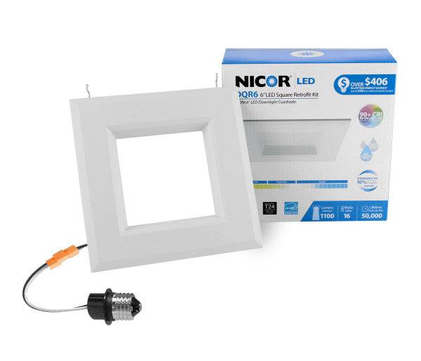 6 in. White Square LED Recessed Downlight in 3000K