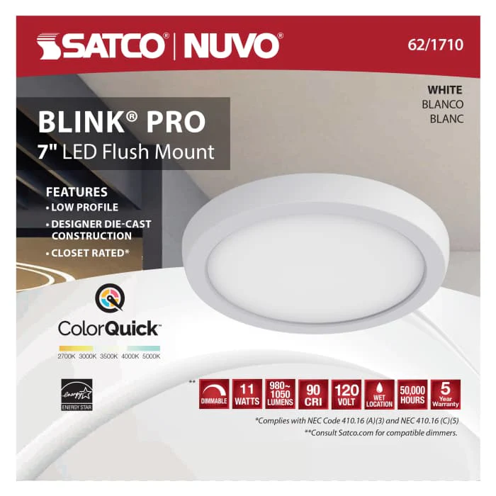 7 Inch Round Surface Mount LED Fixture; CCT Selectable; White Finish; 120V - Image 4