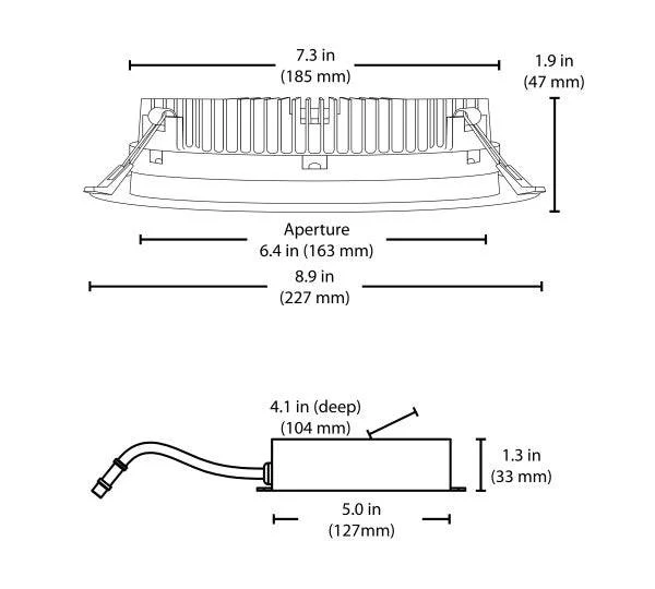 8 in. Round Black Flat Panel LED Downlight in 2700K - Image 3