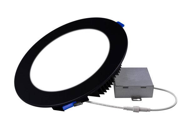 8 in. Round Black Flat Panel LED Downlight in 4000K
