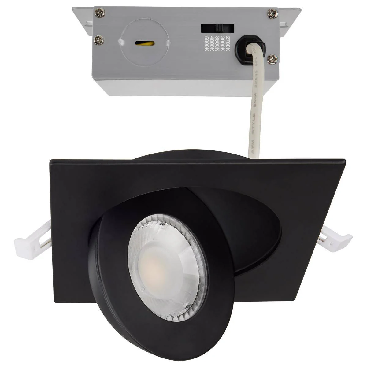 9 Watt; CCT Selectable; LED 4 Inch Square Black Eyeball Downlight