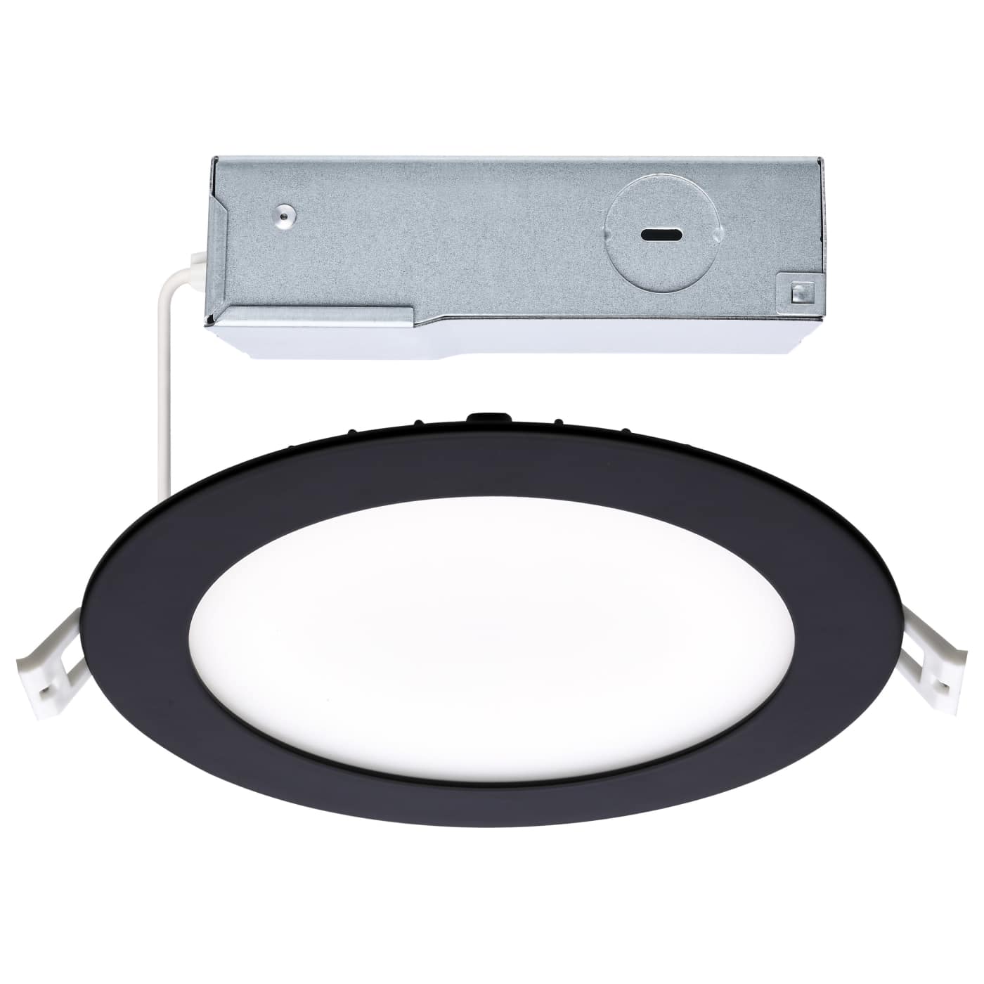 Black 12 Watt LED Canless Downlight; 6-Inch; CCT Selectable; Round