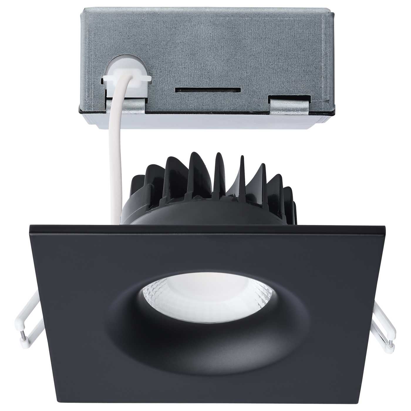 Black 4 Inch Square 10 Watt LED Canless Downlight; Remote Driver; CCT Selectable