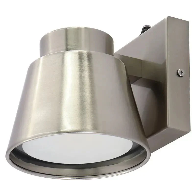 Brushed Nickel 5" Height Mini-Cone Outdoor Wall Sconce with Photocell, 10W- CCT