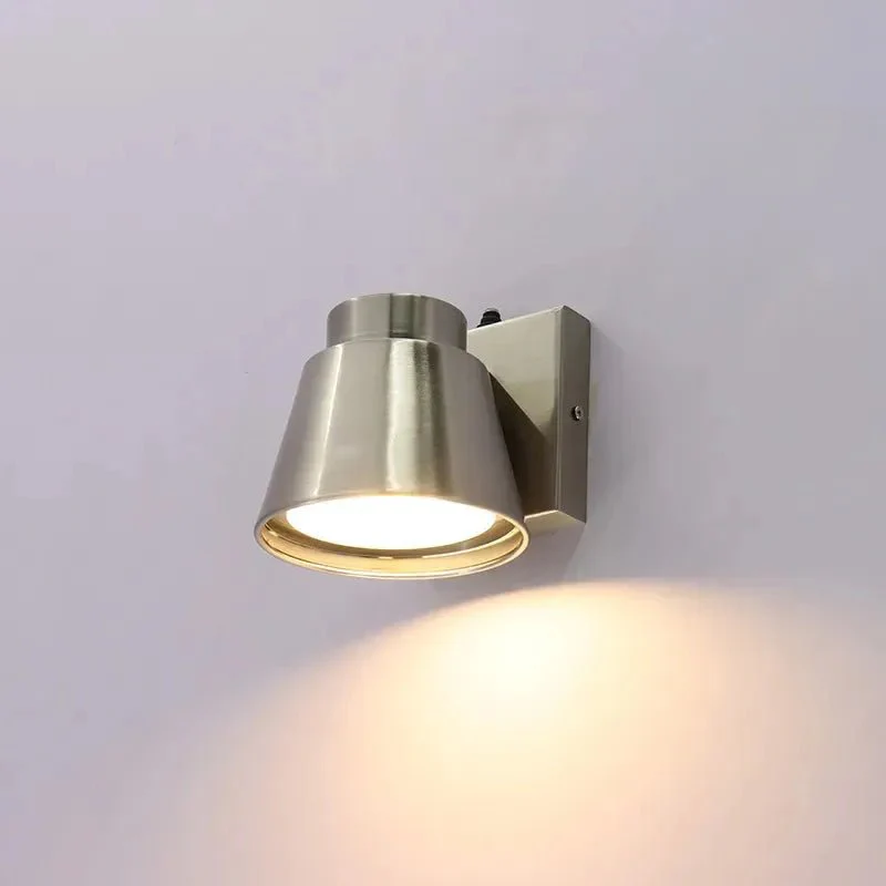 Brushed Nickel 5" Height Mini-Cone Outdoor Wall Sconce with Photocell, 10W- CCT - Image 2