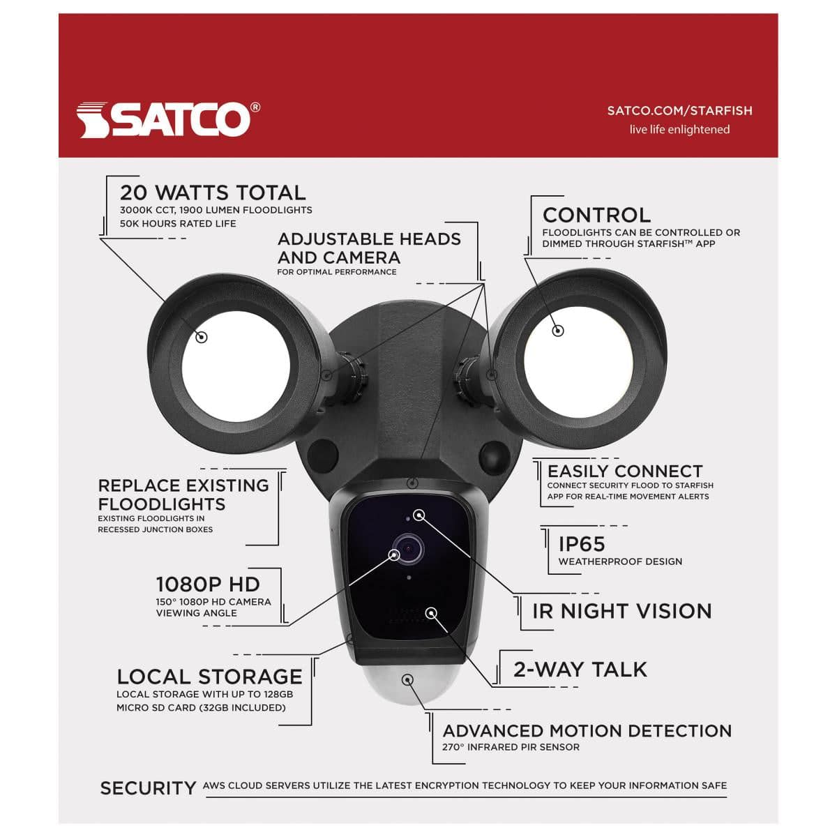 Bullet Outdoor SMART Security Camera; Starfish enabled; Black Finish - Image 3