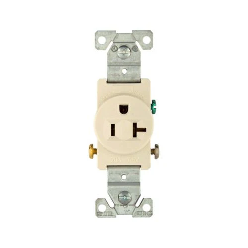 Cooper 20A Light Almond Commercial Single Outlet Receptacle- 125V