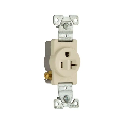 Cooper 20A Light Almond Commercial Single Outlet Receptacle- 125V - Image 3