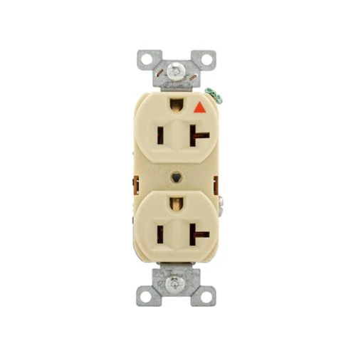 Cooper Ivory 20 Amp Duplex Receptacle- Isolated Ground, Industrial, 125V
