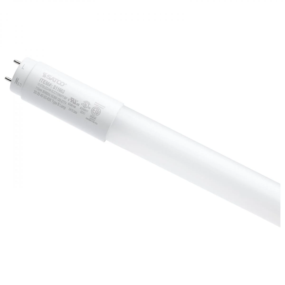 Dimmable 10.5 Watt T8 LED; 48 Inch; CCT Selectable; Type B Ballast Bypass; 120-277 Volt - Image 4