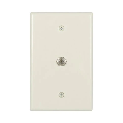 Eaton 1 -Gang Midsize Light Almond Indoor Coaxial Adapter w/ Wall Plate