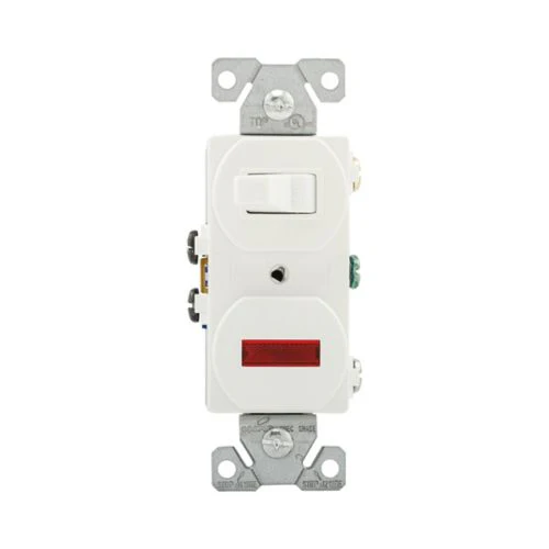Eaton 15A Commercial Grade Combination Single Pole Switch & Pilot Light in White