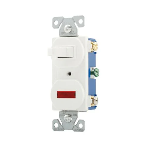Eaton 15A Commercial Grade Combination Single Pole Switch & Pilot Light in White - Image 2
