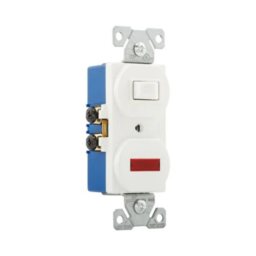 Eaton 15A Commercial Grade Combination Single Pole Switch & Pilot Light in White - Image 3