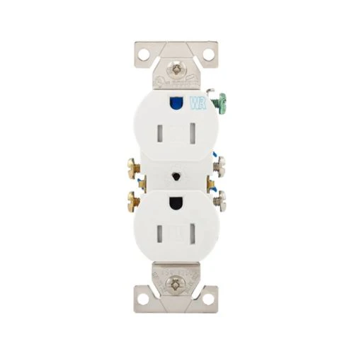 Eaton 15A Residential Grade Weather & Tamper Resistant Duplex Receptacle in White