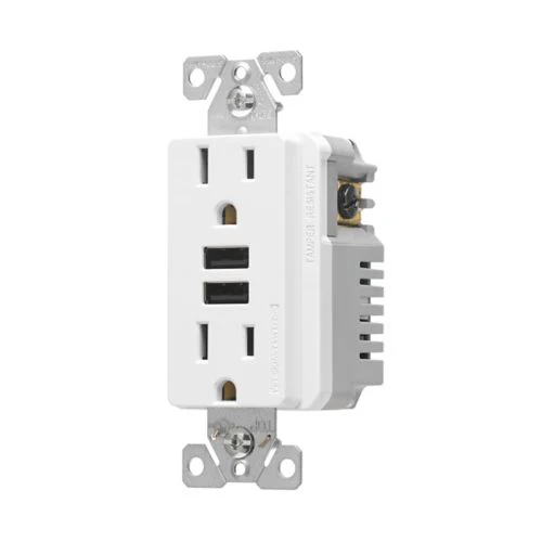 Eaton 15A Tamper Resistant White Combination 3.6A USB charger with Duplex Receptacle - Image 3