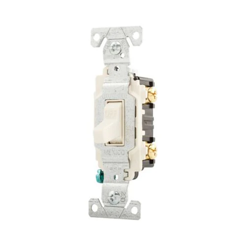 Eaton 20A Commercial Toggle Switch in Light Almond- Flush mount, 120/277V - Image 2
