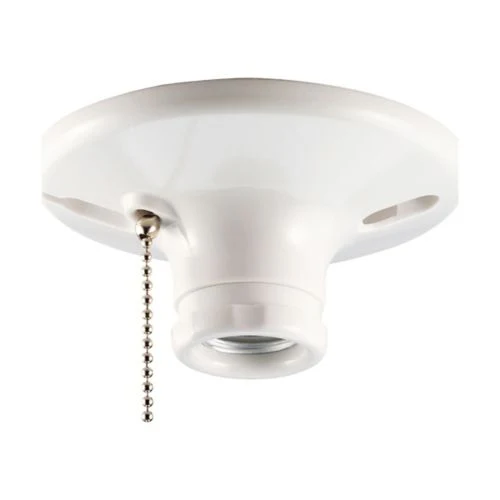 Eaton 660-Watt Plastic Pull Chain Ceiling Socket, White- S759W