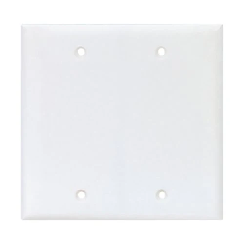 Eaton Blank Wallplate in White, Polycarbonate, Two-Gang, Mid-Size