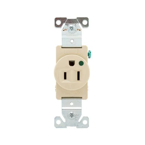 Eaton Extra Heavy-duty Hospital Grade Single Receptacle in Ivory, 15A, Flush, 125V