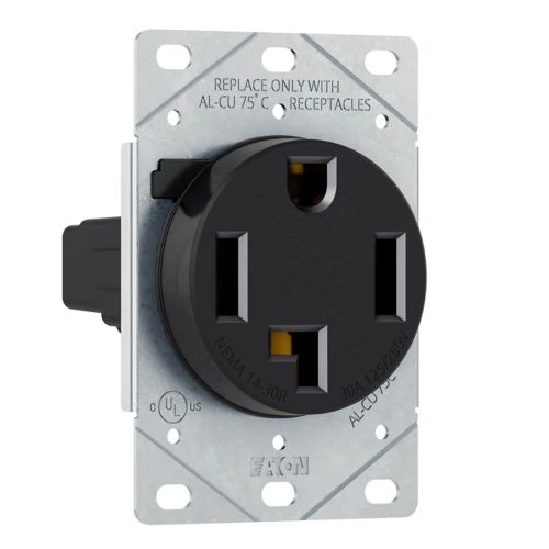 Eaton Flush Mount 30A Receptacle, Heavy Duty, 125/250V- Black - Image 2