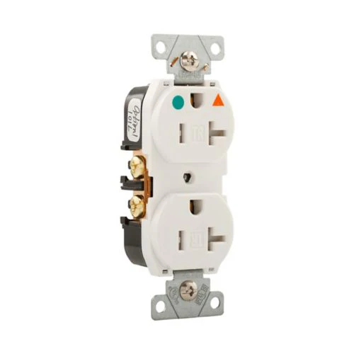 Eaton Heavy-Duty Hospital Grade 20 Amp Duplex Receptacle, #14-10 AWG in White - Image 2