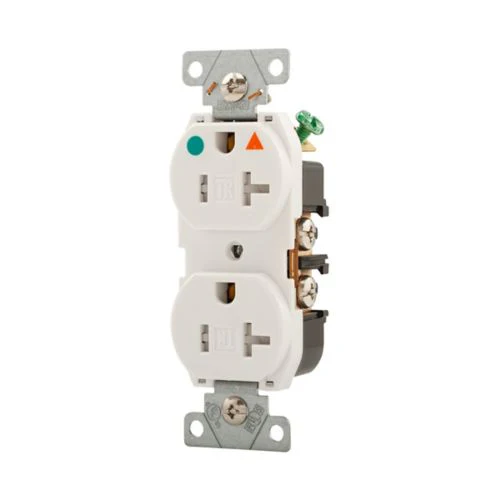 Eaton Heavy-Duty Hospital Grade 20 Amp Duplex Receptacle, #14-10 AWG in White - Image 3
