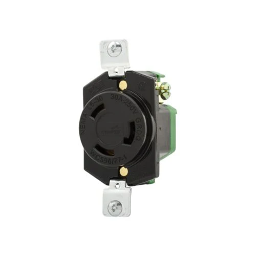 Eaton Locking Receptacle, #14-8 AWG, 30A, Industrial, 250V, Back Wiring, Black, Single, L6-30, Two-Pole, Three-wire, - Image 2