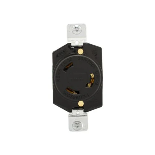 Eaton Locking Receptacle, #14-8 AWG, 30A, Industrial, 250V, Back Wiring, Black, Single, L6-30, Two-Pole, Three-wire, - Image 3