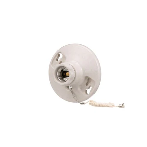 Eaton Porcelain Pull Chain Ceiling Socket, 660W, Medium Base- White, 250V - Image 2