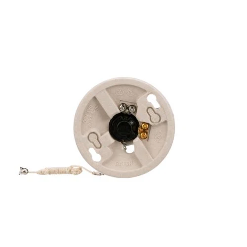 Eaton Porcelain Pull Chain Ceiling Socket, 660W, Medium Base- White, 250V - Image 3