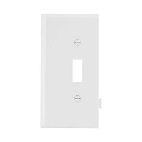 Eaton Sectional Wallplate, End Piece, White,Toggle Cutout, Single-Gang, Mid-Size