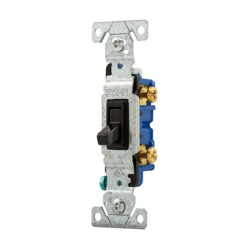 Eaton Single Pole 15A Toggle Switch in Black, 125V
