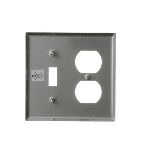 Eaton Stainless Steel Combination Wallplate, Toggle and Duplex Receptacle Cutout - Image 2