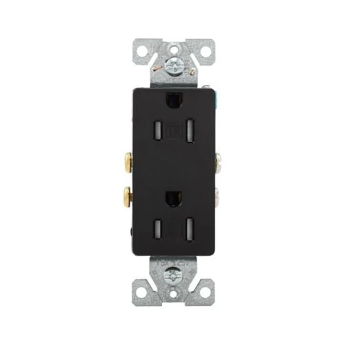 Eaton Tamper-Resistant 15A Black Residential Grade Decora Duplex Receptacle
