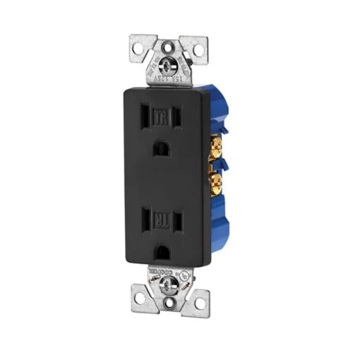 Eaton Tamper-Resistant 15A Black Residential Grade Decora Duplex Receptacle - Image 2