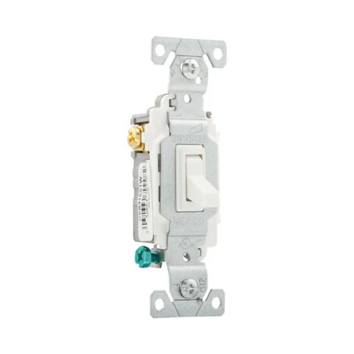 Eaton Three-Way 15A Commercial Toggle Switch in White- 120/277V - Image 2
